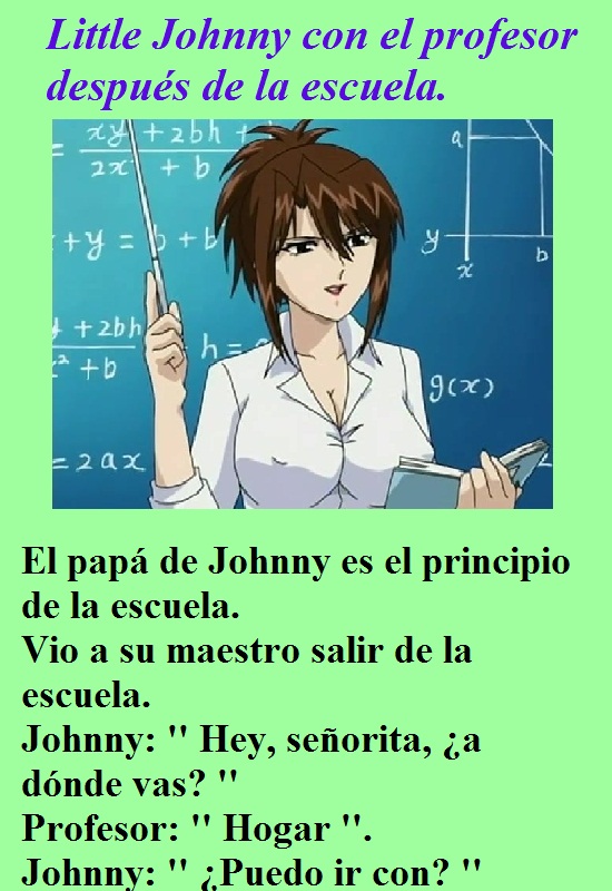 Little Johnny con el profesor después de la escuela.