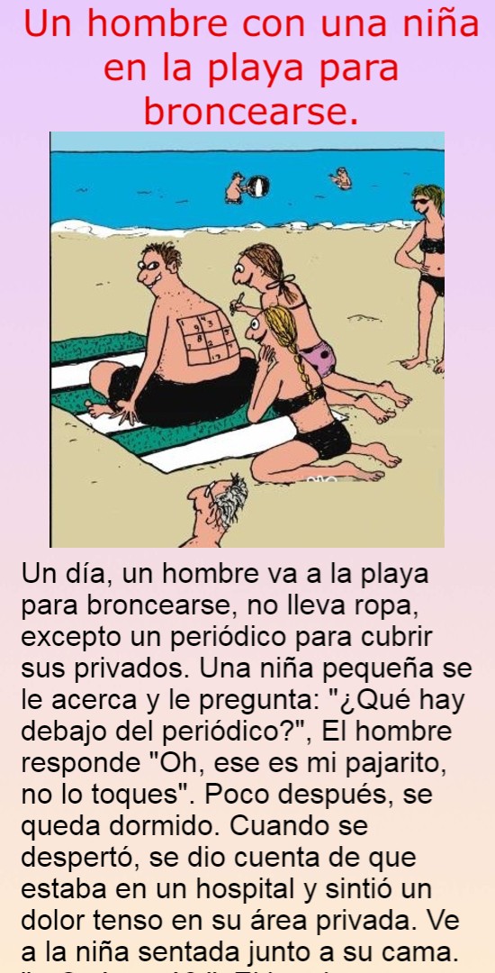 Un hombre con una niña en la playa para broncearse.