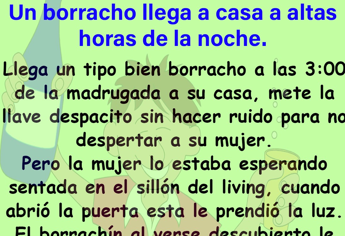 Un borracho llega a casa a altas horas de la noche