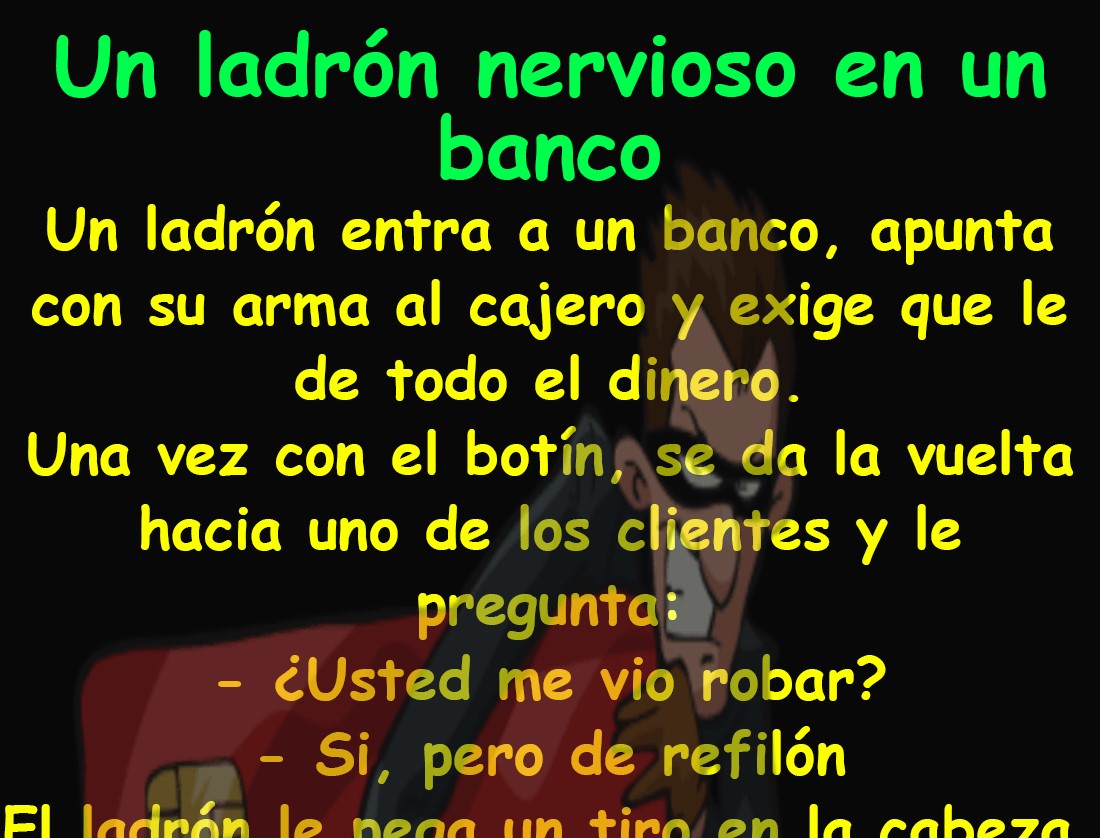 Un ladrón nervioso en un banco