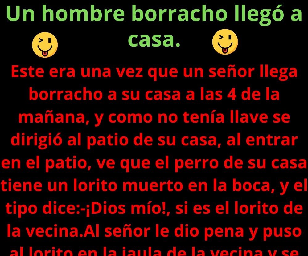 Un hombre borracho llegó a casa.