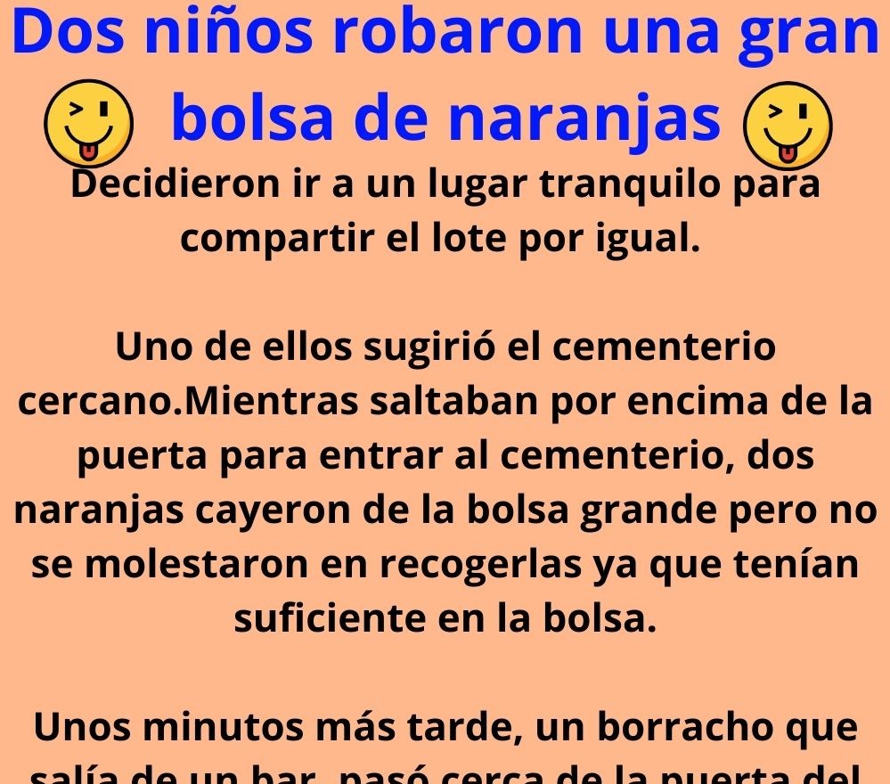 Dos niños robaron una gran bolsa de naranjas