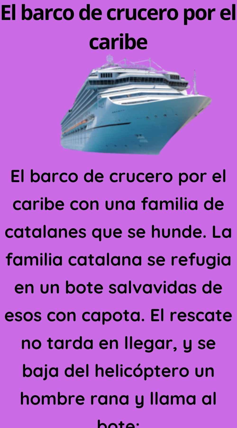 El barco de crucero por el caribe