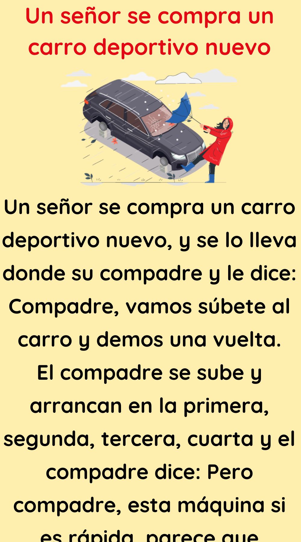 Un señor se compra un carro deportivo nuevo