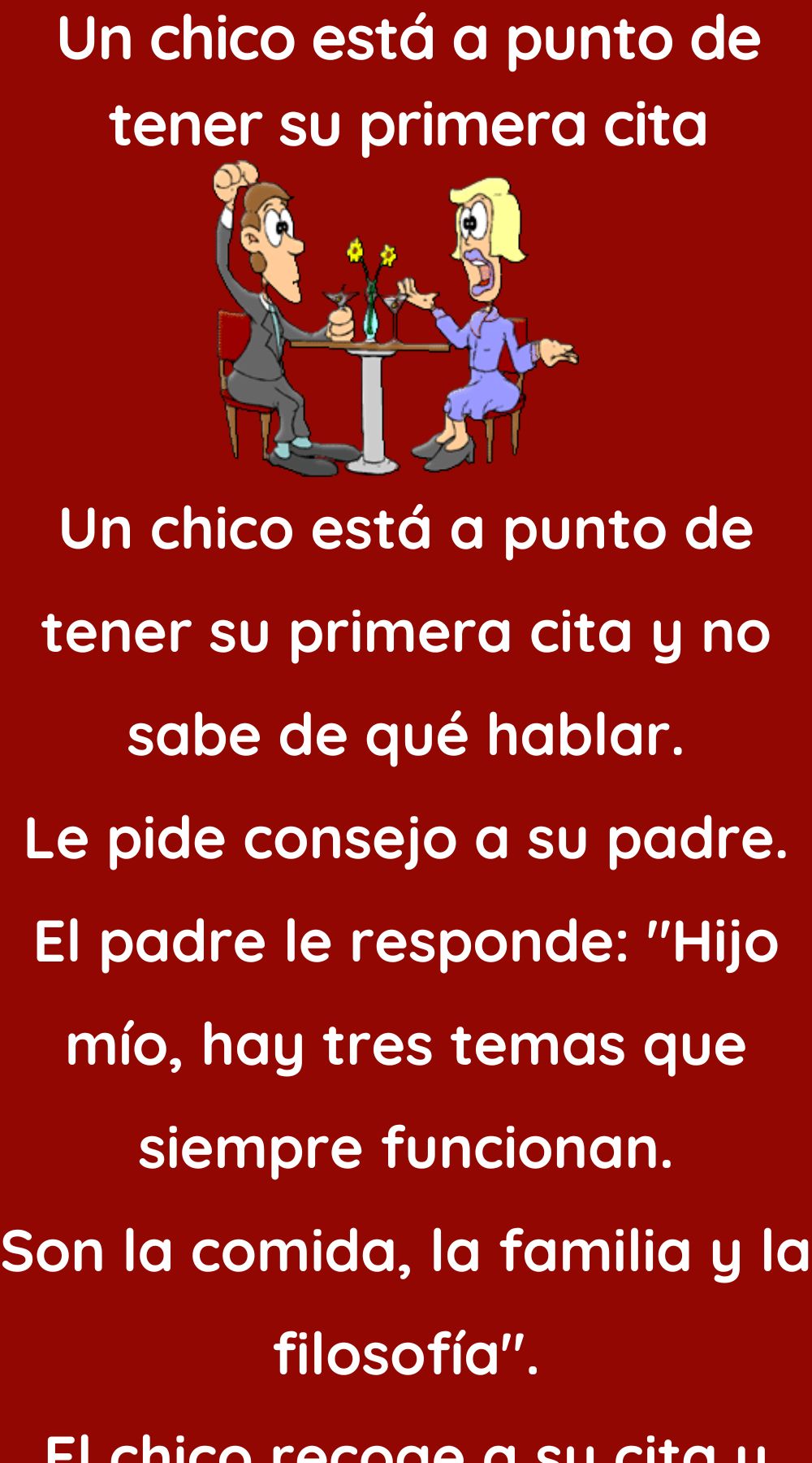 Un chico está a punto de tener su primera cita