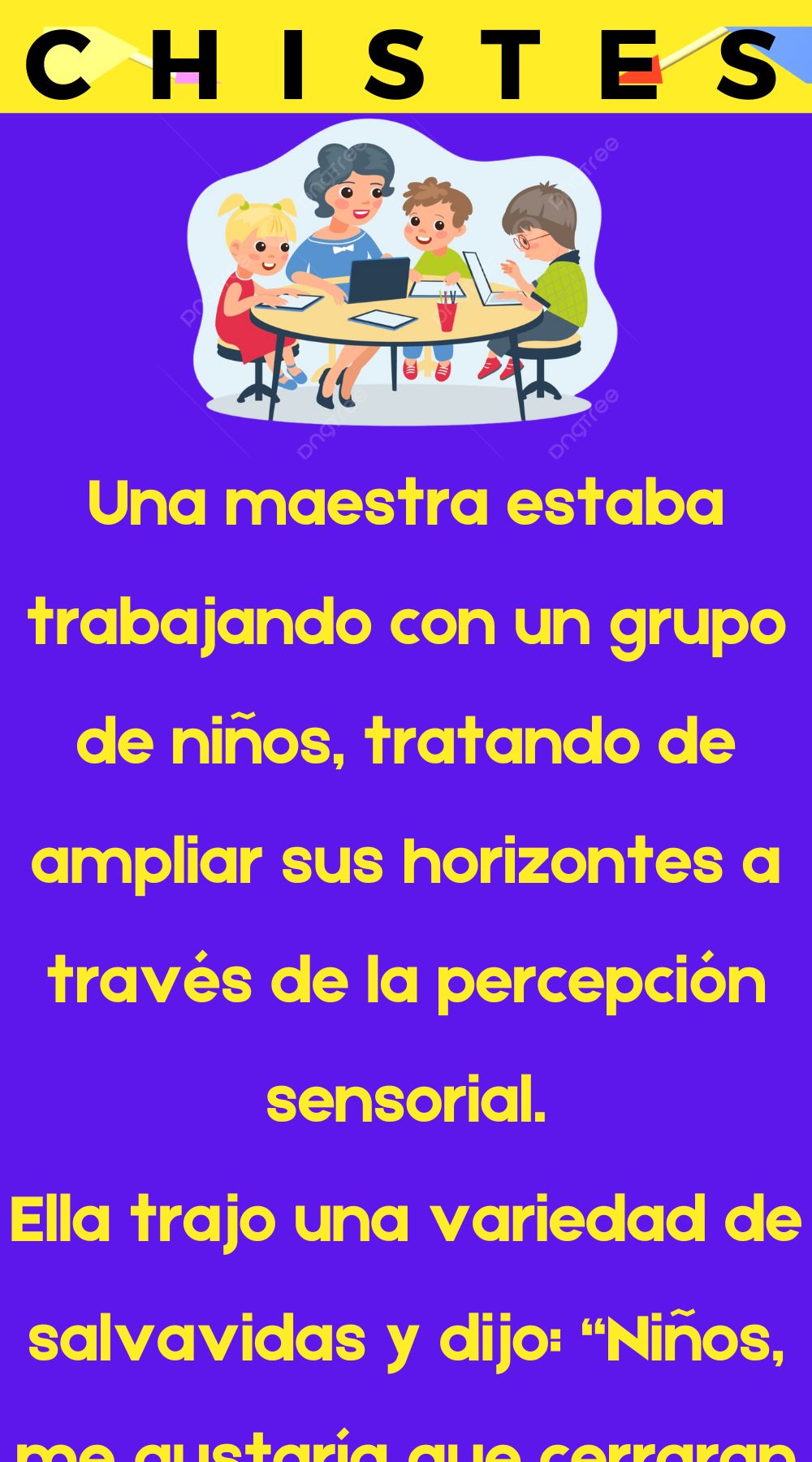 Un profesor estaba trabajando con un grupo de ninos